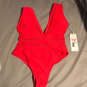Red Fashion Nova swim suit
